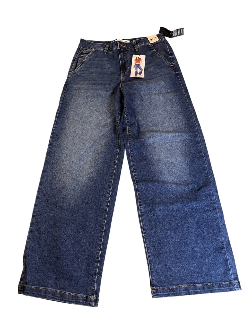 New CELEBRITY PINK relaxed trouser. Wide Leg Dark Blue Denim Jeans
Size 9 or 29
